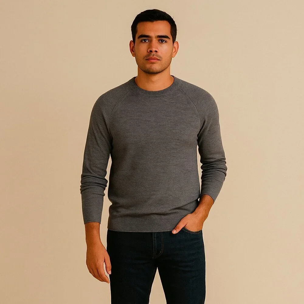 Banana Republic Italian Merino Yarn Baruffa Pullover Sweater Size M Gray